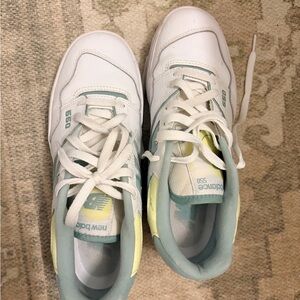 New Balance White Mint & Pale Yellow 550 Sneakers